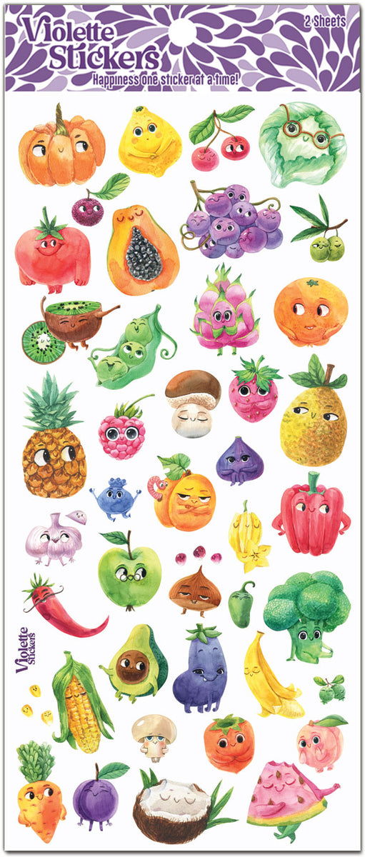 Happy Vegetables Sparkly Stickers