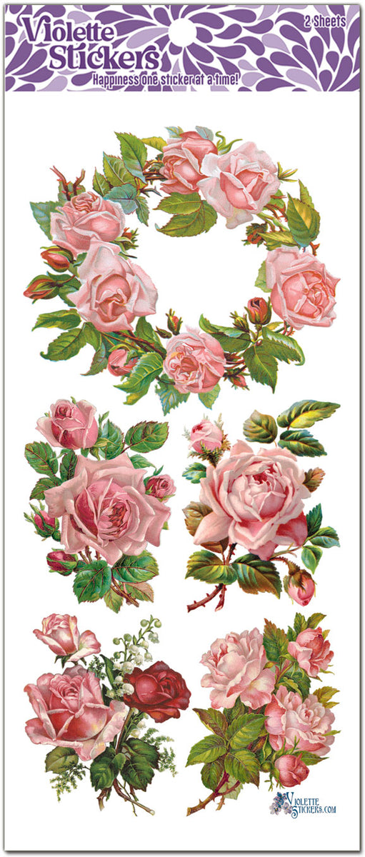 C21 Pink Rose Wreath – Violette Stickers