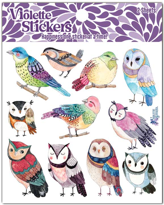 Colorful Owls Shape Stickers 