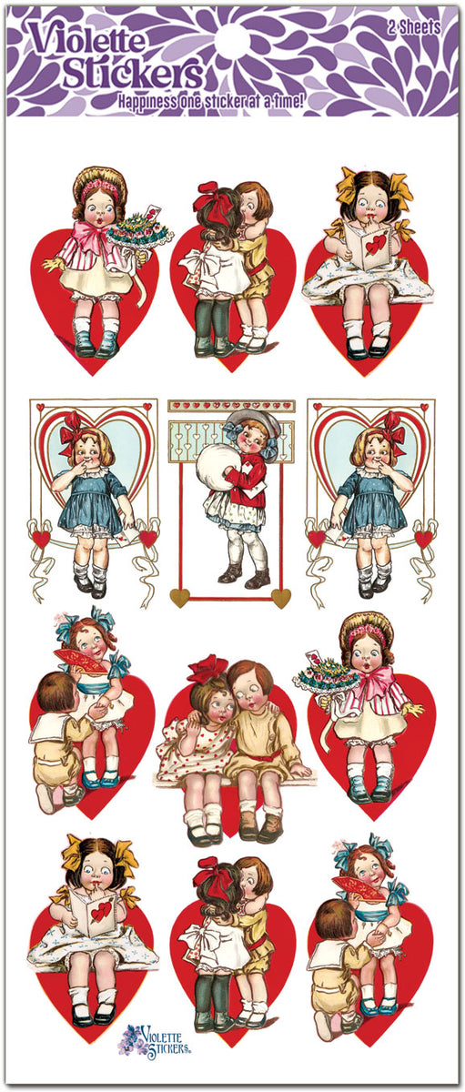 26ct Navy Peony Vintage Valentine Couple Stickers