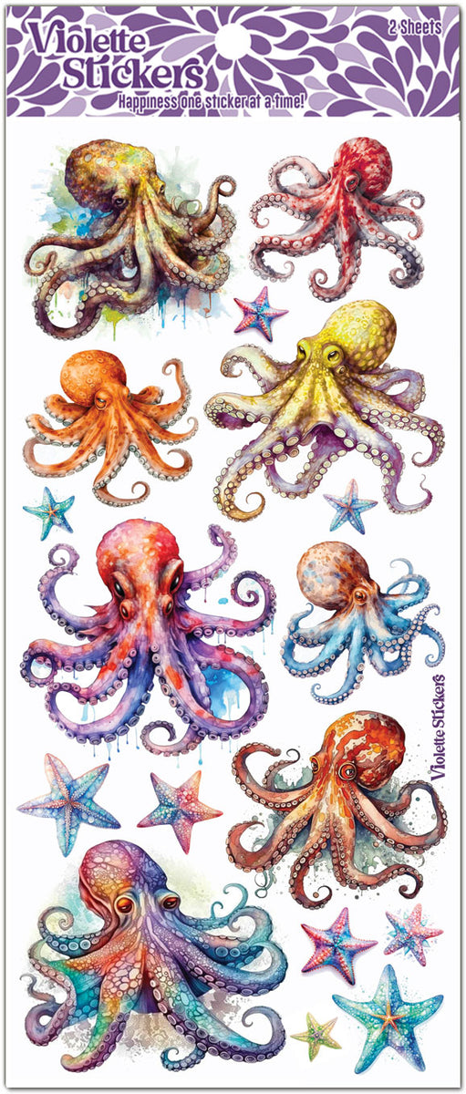 C255 Octopus and Starfish Stickers – Violette Stickers