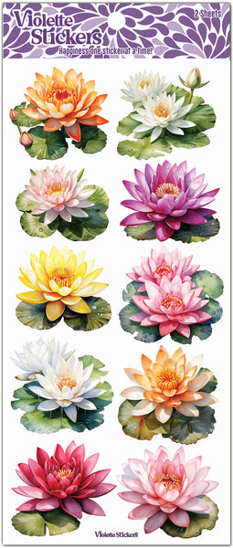 lily flower stickers C257 Lilypad Flower Stickers – Violette Stickers
