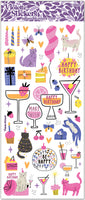 C279 Cat Lady Birthday Stickers