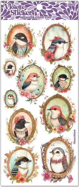 C321 Birds in Gold Portrait Stickers