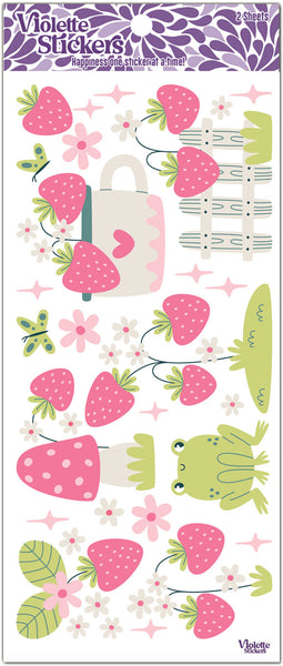 C322 Strawberry Frog Pastel Stickers