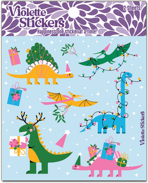 K327 Christmas Dinosaur Stickers