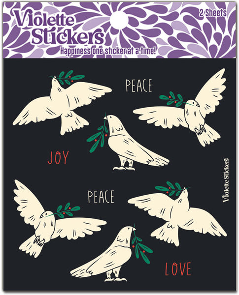 K329 White Dove Peace and Love Stickers