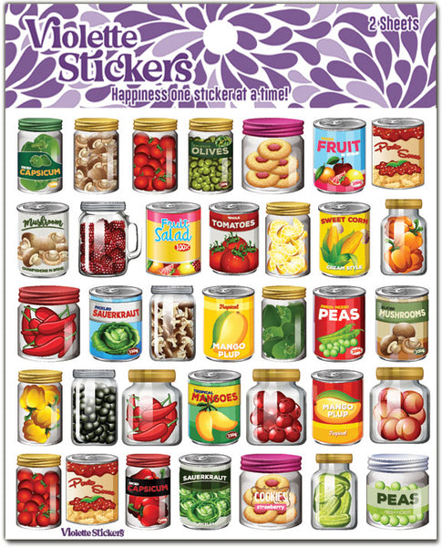 K349 Cans and Jars of Food Stickers