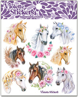 K354 Horses with Rose Garland Stickers