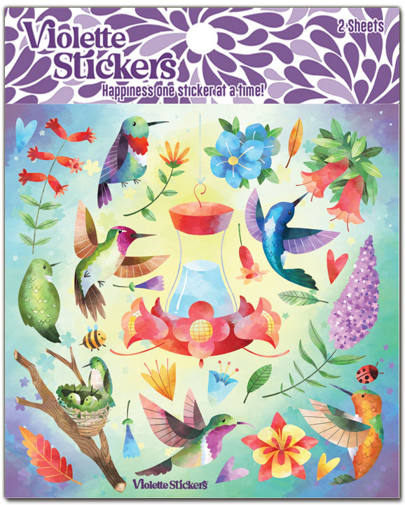 K357 Crystal Hummingbird and Feeder Stickers – Violette Stickers