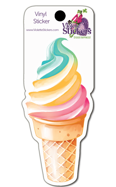 VY101 Rainbow Swirl Cone Vinyl Sticker