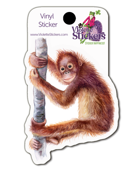 VY105 Hanging Monkey Vinyl Sticker