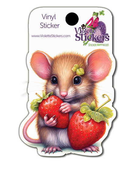 VY107 Strawberry Mouse Vinyl Sticker