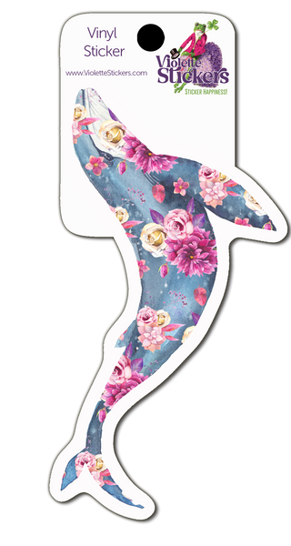 VY114 Floral Whale Vinyl Sticker