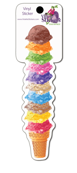 VY122 Ice Cream Cone Rainbow Tower Vinyl Sticker