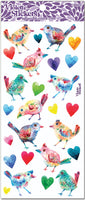 Playful watercolor birds and hearts stickers by Violette Stickers