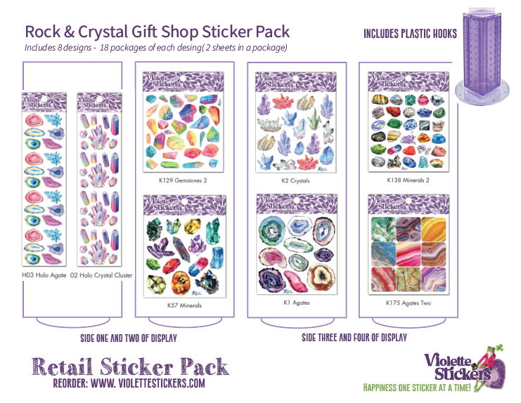 Rock and Crystal Shop - Retail Pack - 144 pcs – Violette Stickers