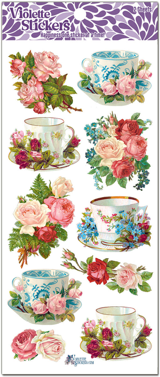 C41 Teacup and Roses – Violette Stickers