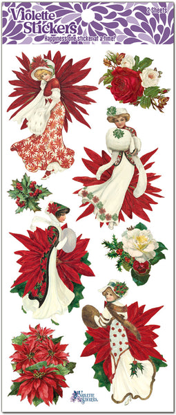 C76 Holiday Ladies with Poinsettia