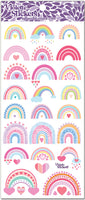 We love rainbow stickers! Multiple pastel rainbow sticker designs with hearts by Violette Stcikers