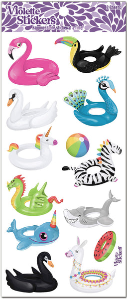 Summer fun stickers! Blow up animal shaped floaties for the pool and lake stickers stickers.  Perfect for pool reminders for planners.by Violette Stickers