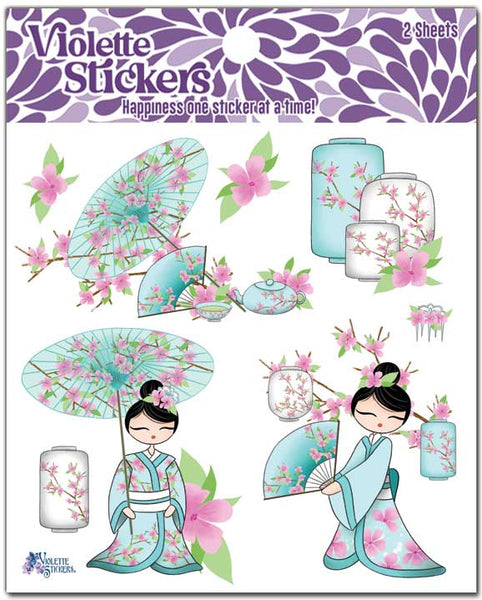 K179 Kimono Girls with Cherry Blossoms