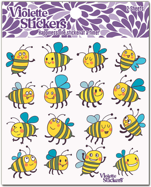 Cheery yellow bumble bee with smiley faces and rosy cheeks stickers. These happy bees will liven up any planner! Bees are some of our best sellers so we added a new bee sheet just for you! Enjoy! by Violette Stickers