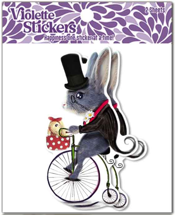 VY65 Rabbit on Bike – Violette Stickers