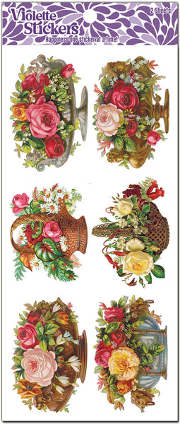 Y123 Zella - Flower Basket with roses Stickers